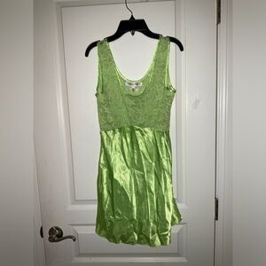 Vintage Y2K Victoria's Secret Lime Green lace top Slip Dress